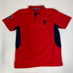 US Polo Assn Polo Shirt USPA‎ Logo Athletic Fit Large Pony Red Size L